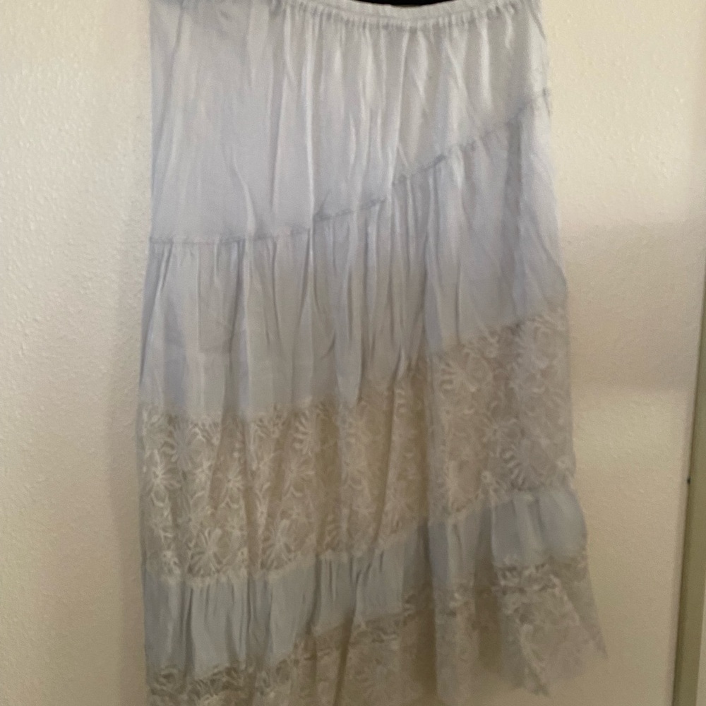 Free People White and Cream Midi Skirt